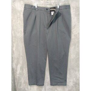Oak Hill Pants Mens 46x30 Gray Chino Pleated High Rise Tapered Leg Casual